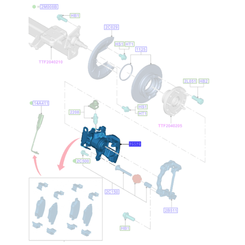 Genuine Rear Brake Housing Caliper - Ford Transit/Tourneo 2012- | 2332678