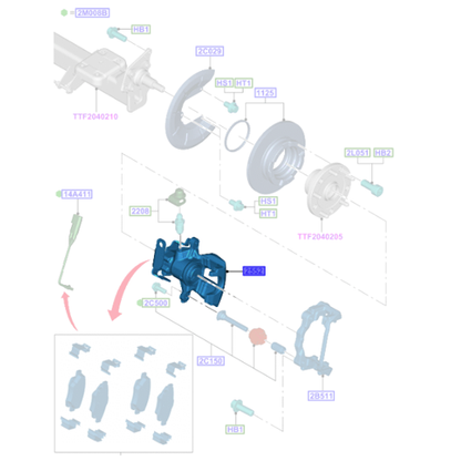 Genuine Rear Brake Housing Caliper - Ford Transit/Tourneo 2012- | 2332678