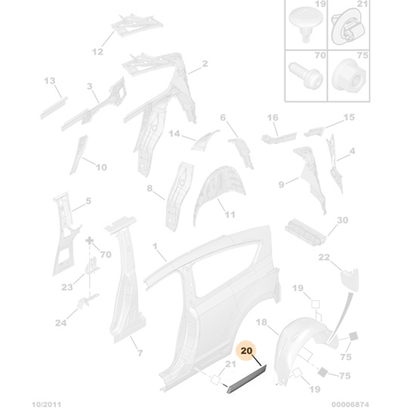 Genuine Rear Wing Protector - Citroen C4 2004-2008 | 8547R2