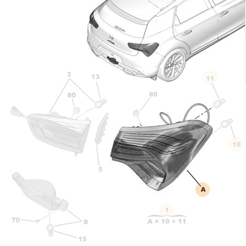 Genuine Rear Right Wing Light - Citroen DS5 | 9803167780