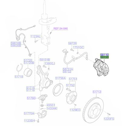 Genuine Front Right Brake Caliper - Kia Ceed 2006-2012 | 581301H000