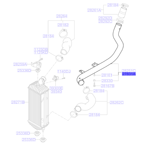 Genuine Pipe Intercooler - Kia Carens / Ceed / Soul / Sportage | 282502A550