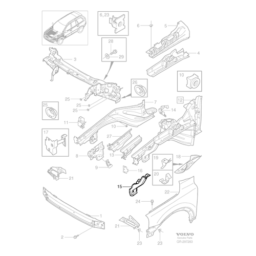 Genuine Front Right Rail End Reinforcement - Volvo XC90 2003-2014 | 8625344