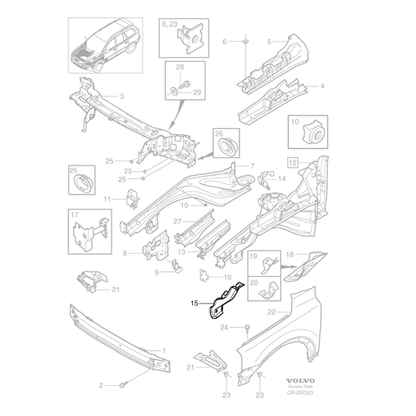 Genuine Front Right Rail End Reinforcement - Volvo XC90 2003-2014 | 8625344