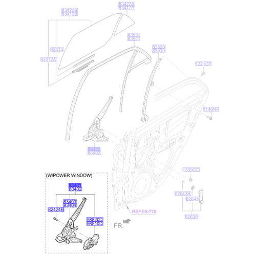 Genuine Rear Left Door Regulator - Kia Picanto 2011-2017 | 834011Y000