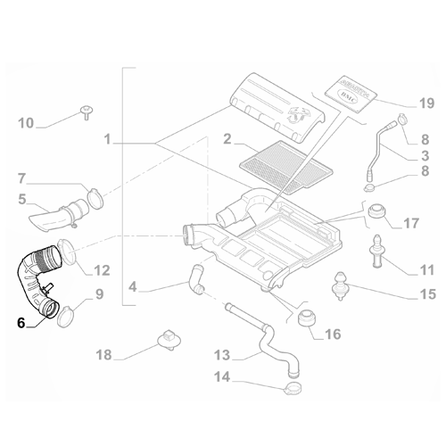 Genuine Air Filter Rigid Pipe - Abarth 500 2008-2024 1.4 | 51888106