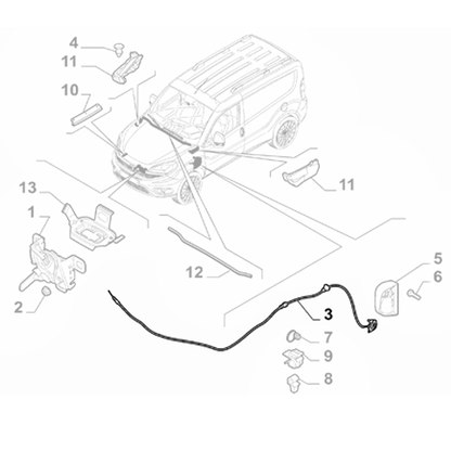 Genuine Bonnet Release Cable - Fiat Doblo 2009-2023 | 52228411