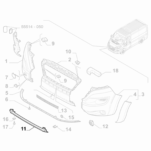 Genuine Gloss Black Lower Front Bumper Trim - Fiat Ducato 2014-2023 | 735603417