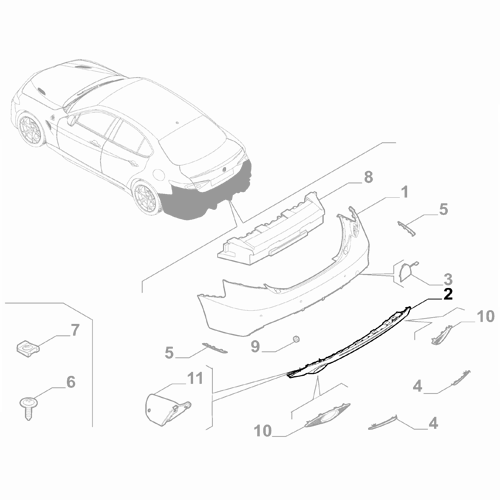 Genuine Rear Bumper Lower Trim - Alfa Romeo Giulia 2016- | 156142615