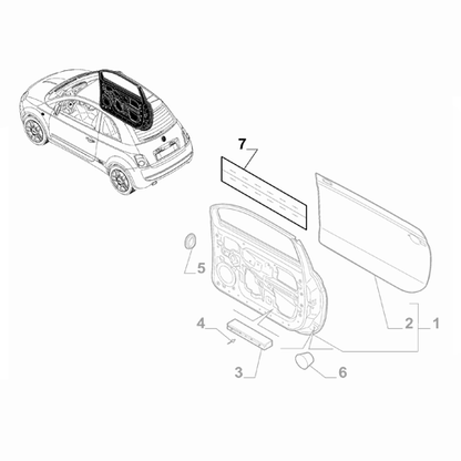 Genuine Front Side Door Soundproofing - Fiat 500 Abarth 2012- | 51973696