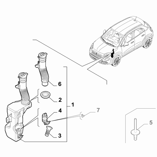 Genuine Windshield Washer Fluid Tank - Fiat 500X / Jeep Renegade | 52136473