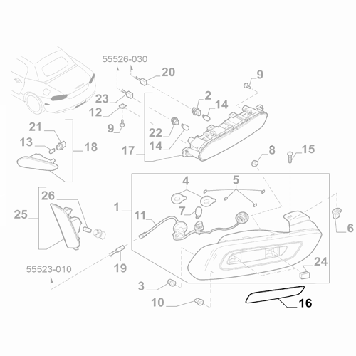 Genuine Rear Right Light Ornament - Fiat 124 Spider 2016-2020 | 6000615199