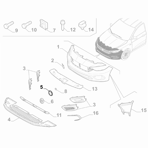 Genuine Front Bumper Badge Holder - Fiat Tipo 2015-2021 | 735637943