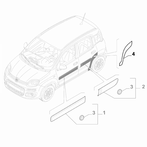 Genuine Left Rear Over Wheel Protection Film - Fiat Panda 2012- | 51930121