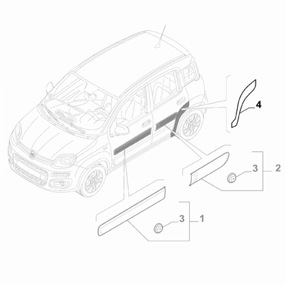 Genuine Left Rear Over Wheel Protection Film - Fiat Panda 2012- | 51930121