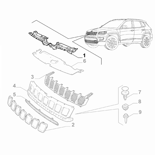 Genuine Front Grille Reinforcement - Jeep Compass 2020- | 52171463