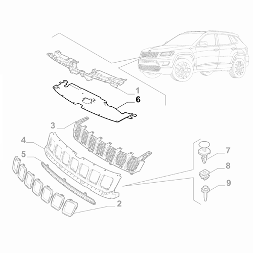 Genuine Front Radiator Grille Cover - Jeep Compass 2020- | 52231623