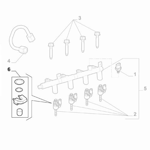 Genuine Fuel Injector Seal Kit - Alfa Romeo / Fiat / Jeep 1.3 | 6000628571