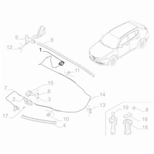 Genuine Bonnet Release Lever - Fiat / Alfa Romeo / Jeep | 52064575