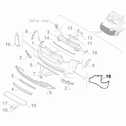 Genuine Front Bumper Right Side Moulding - Fiat Panda 2012-2024 | 735604985