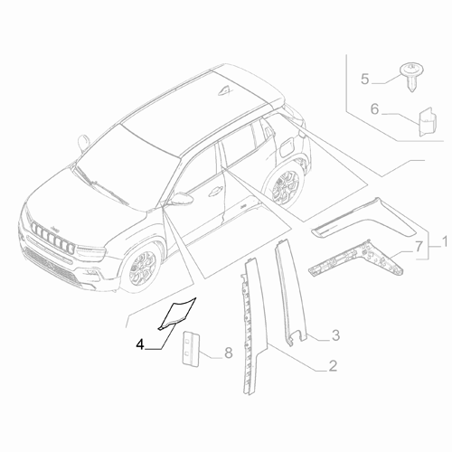 Genuine Right A Pillar Moulding - Jeep Avenger 2023- | 735800447