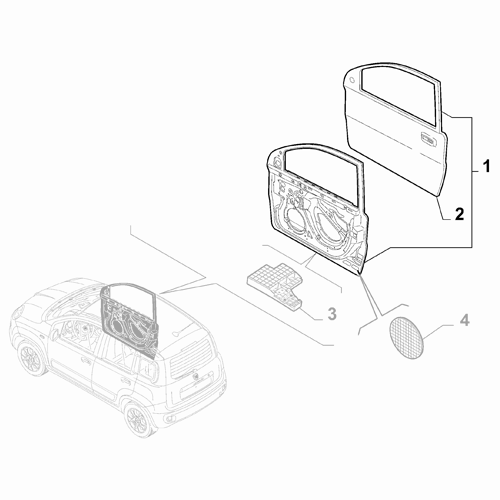 Genuine Front Left Door - Fiat Panda 2012-Onwards | 52098468