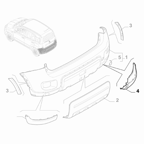 Genuine Rear Right Bumper Moulding - Fiat Panda 2012-Onwards | 51881127