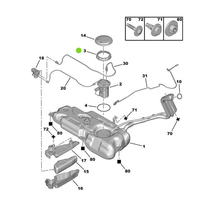 Genuine Fuel Sender Locking Nut - Peugeot 207 1.6 Hdi | 153130