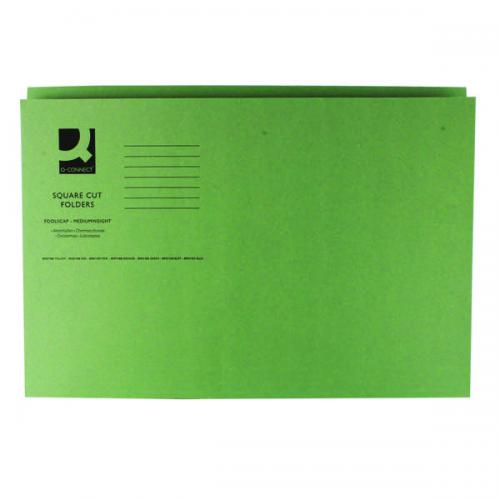 Q-Connect Green Square Cut Folders (Pack Of 100) | 01189